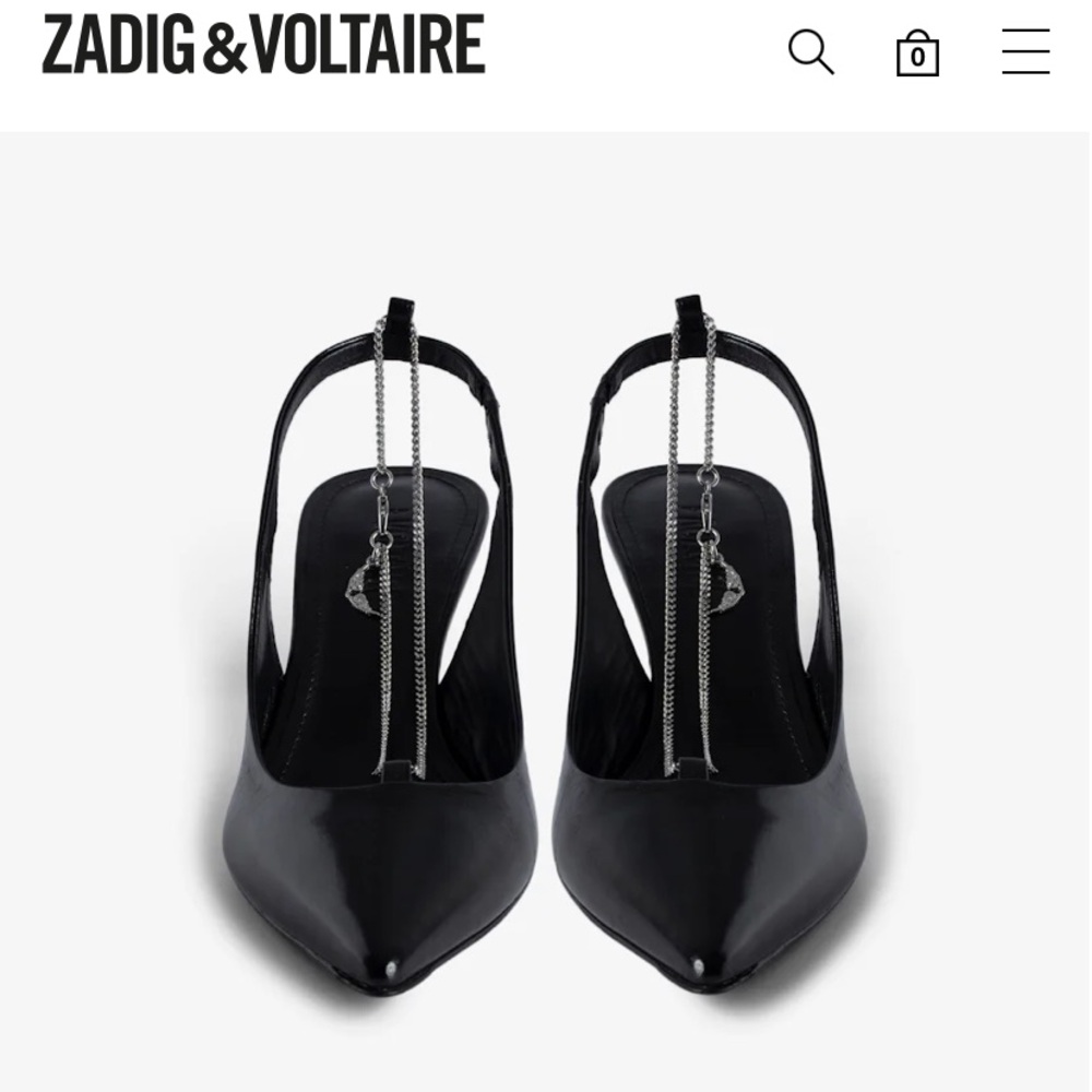 NWT Zadig Voltaire First Night leather Court Shoes Chain Anklet Slingback Heels